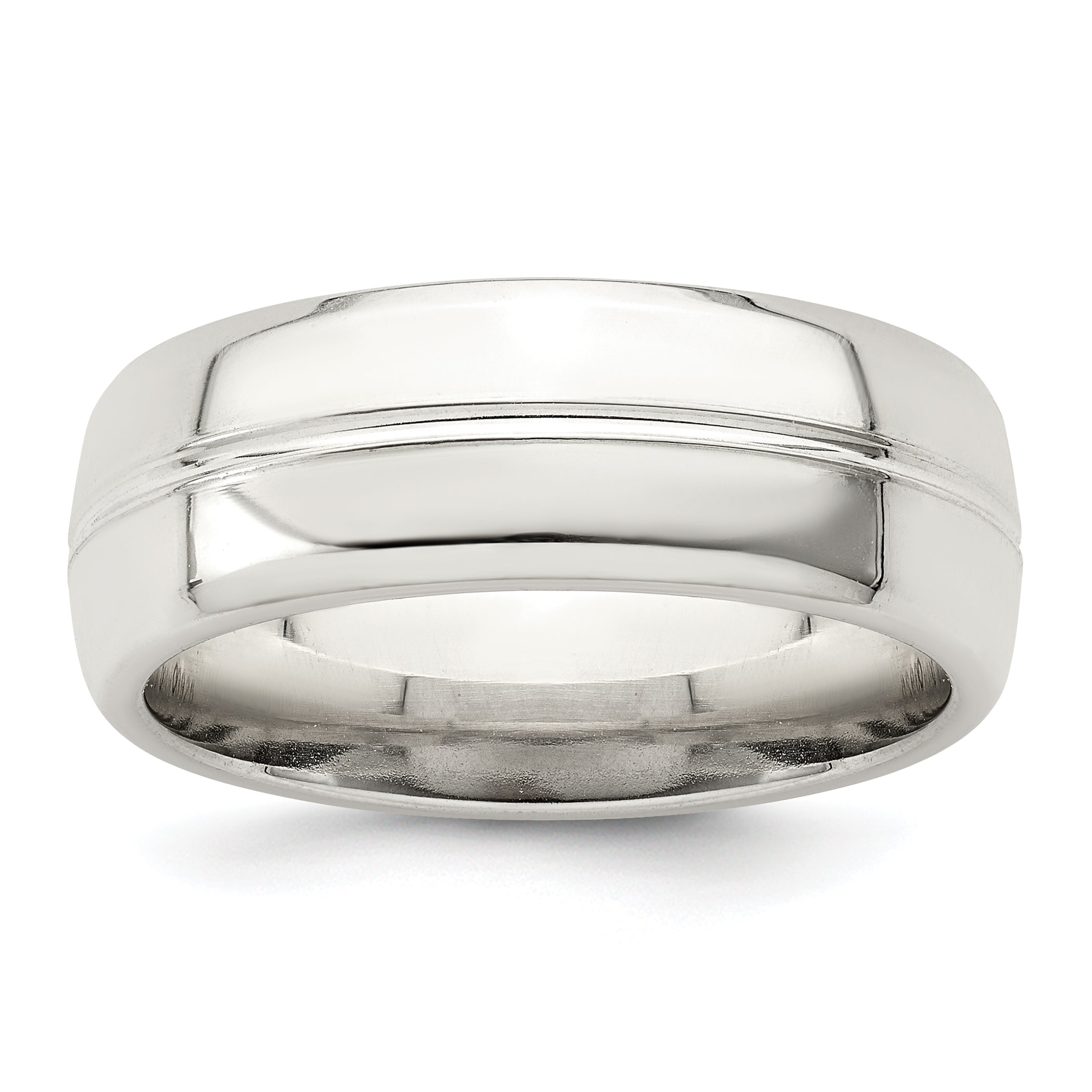 Sterlingsilber 7mm Poliert Gewölbt Gerillt Fantasie Ring