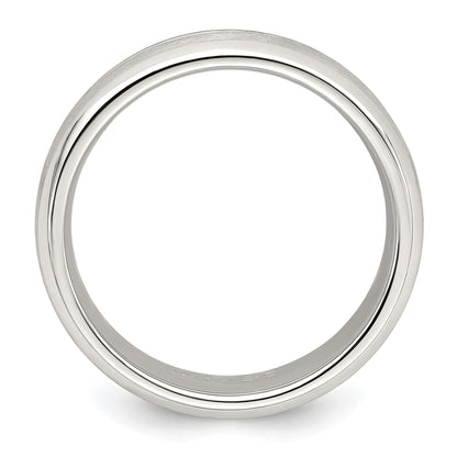 Sterlingsilber 7mm Gebürstet Gewölbt Gerillt Fantasie Ring