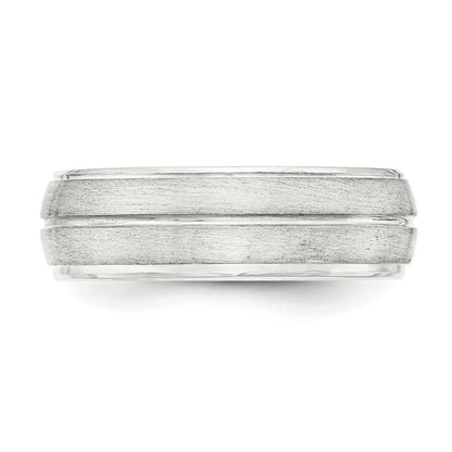 Sterlingsilber 7mm Gebürstet Gewölbt Gerillt Fantasie Ring