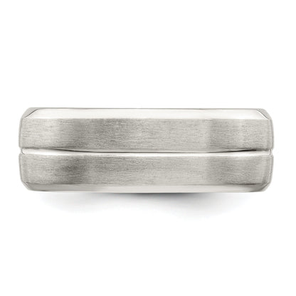 Sterlingsilber 7mm Gebürstet Gewölbt Gerillt Fantasie Ring