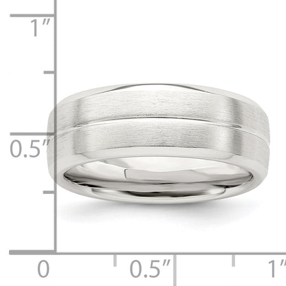 Sterlingsilber 7mm Gebürstet Gewölbt Gerillt Fantasie Ring