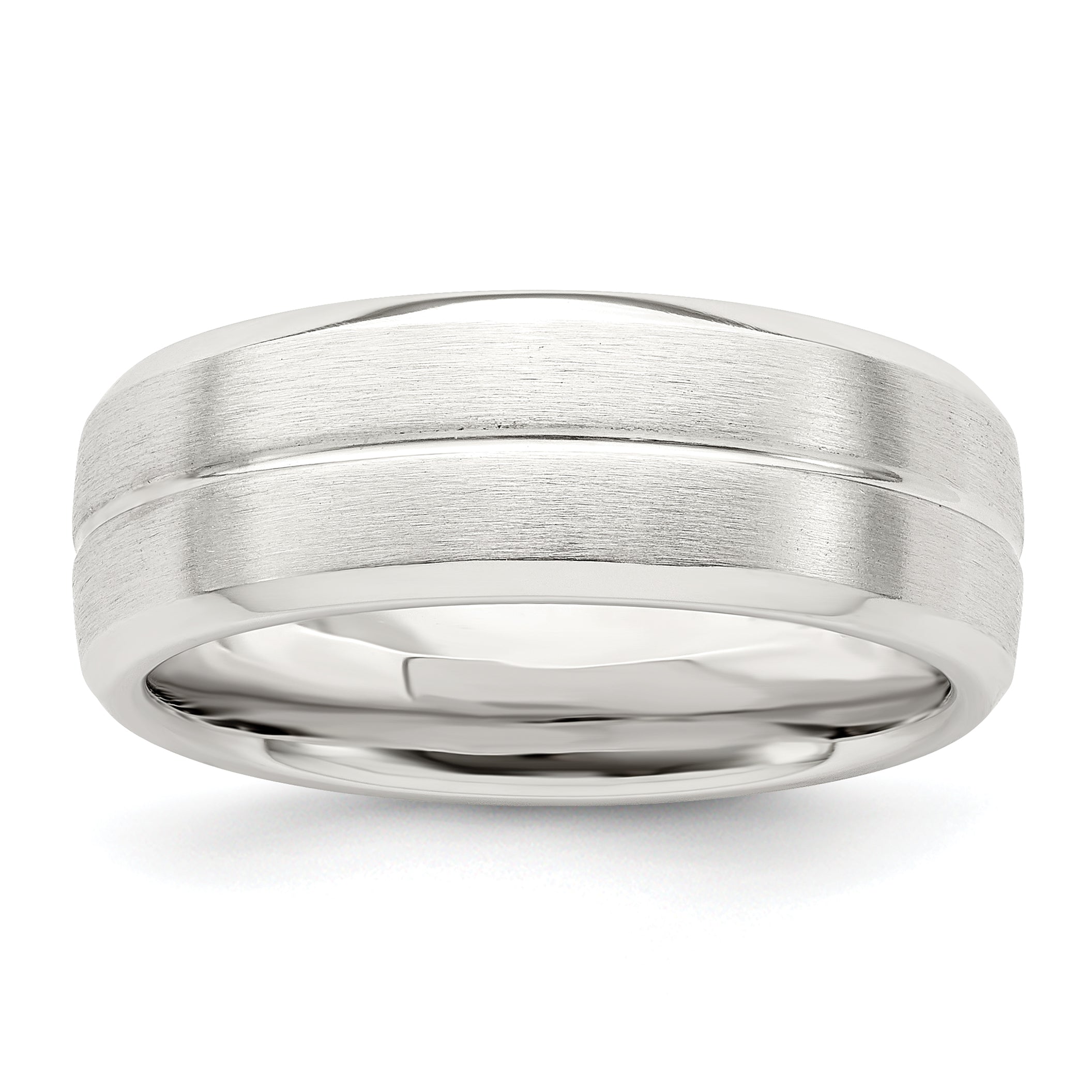Sterlingsilber 7mm Gebürstet Gewölbt Gerillt Fantasie Ring