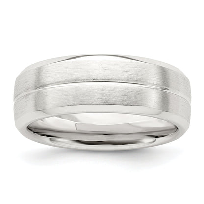 Sterlingsilber 7mm Gebürstet Gewölbt Gerillt Fantasie Ring