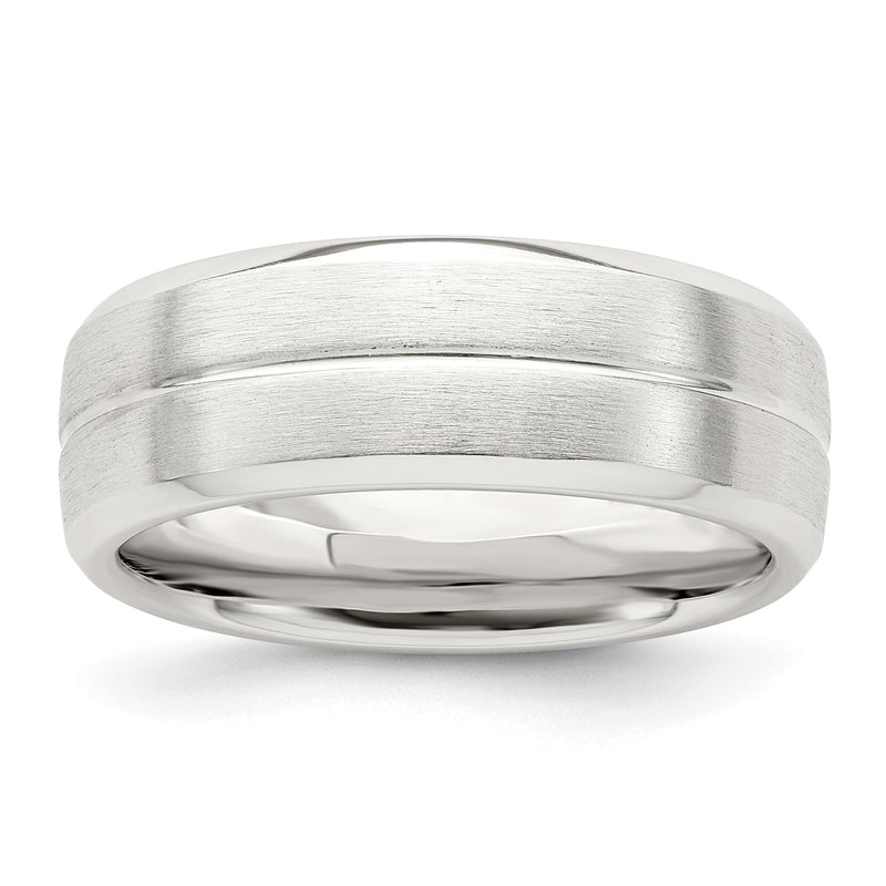 Sterlingsilber 7mm Gebürstet Gewölbt Gerillt Fantasie Ring