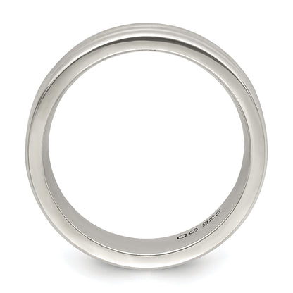 Sterlingsilber 6mm Poliert Flach Gerillt Fantasie Ring