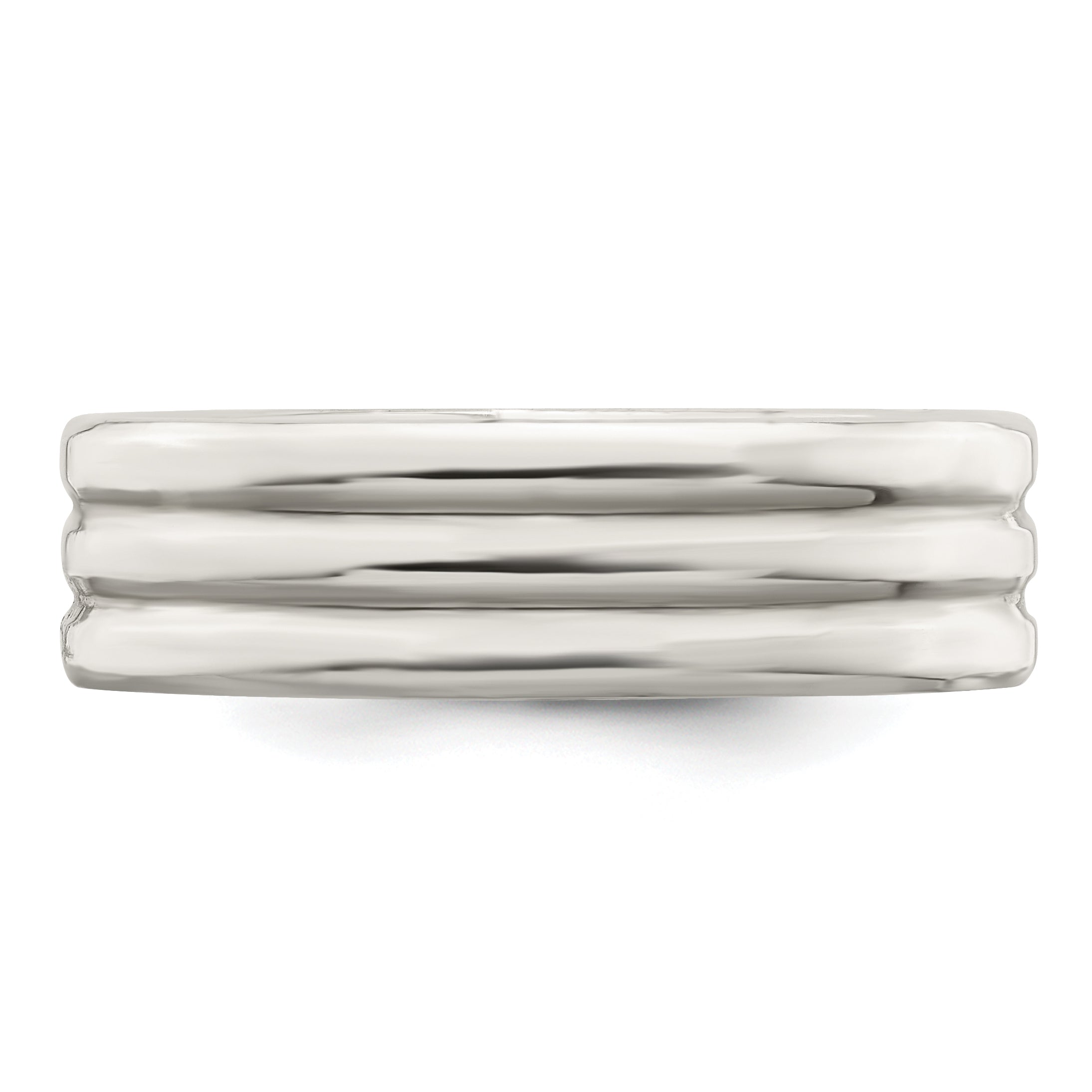 Sterlingsilber 6mm Poliert Flach Gerillt Fantasie Ring