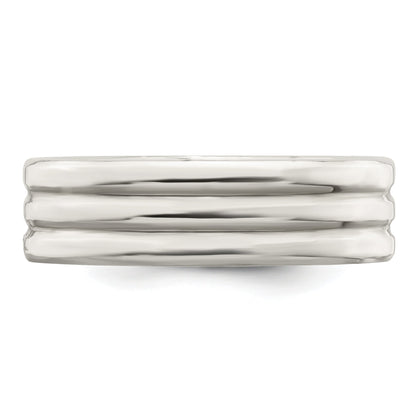 Sterlingsilber 6mm Poliert Flach Gerillt Fantasie Ring