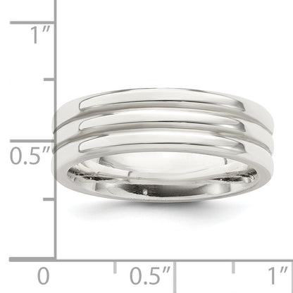 Sterlingsilber 6mm Poliert Flach Gerillt Fantasie Ring