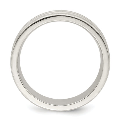 Sterlingsilber 6mm Gebürstet Flach Gerillt Fantasie Ring