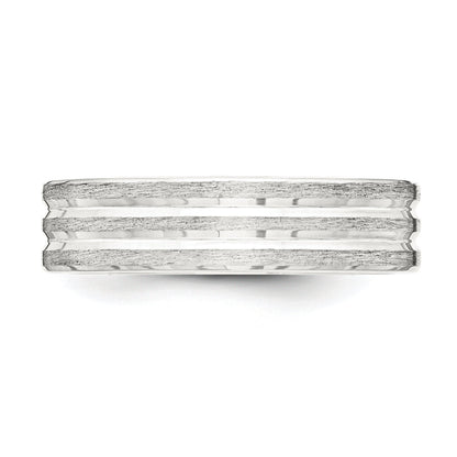 Sterlingsilber 6mm Gebürstet Flach Gerillt Fantasie Ring