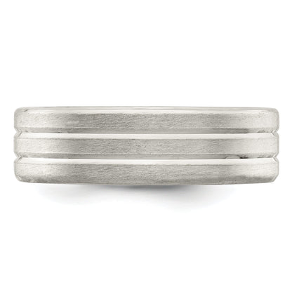 Sterlingsilber 6mm Gebürstet Flach Gerillt Fantasie Ring