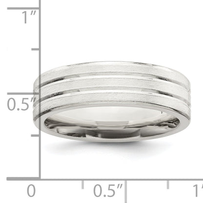 Sterlingsilber 6mm Gebürstet Flach Gerillt Fantasie Ring