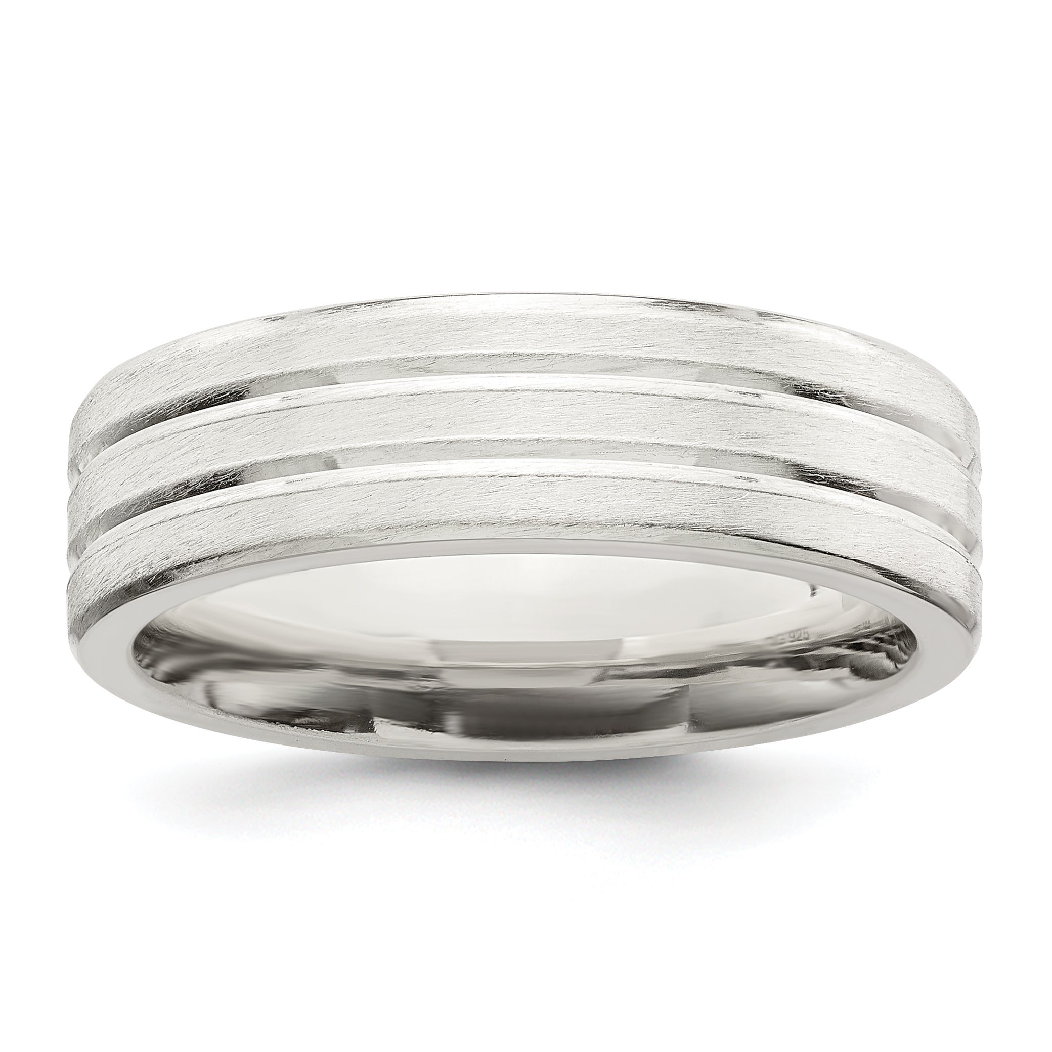 Sterlingsilber 6mm Gebürstet Flach Gerillt Fantasie Ring