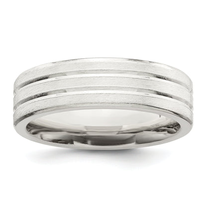 Sterlingsilber 6mm Gebürstet Flach Gerillt Fantasie Ring