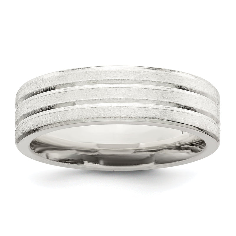 Sterlingsilber 6mm Gebürstet Flach Gerillt Fantasie Ring
