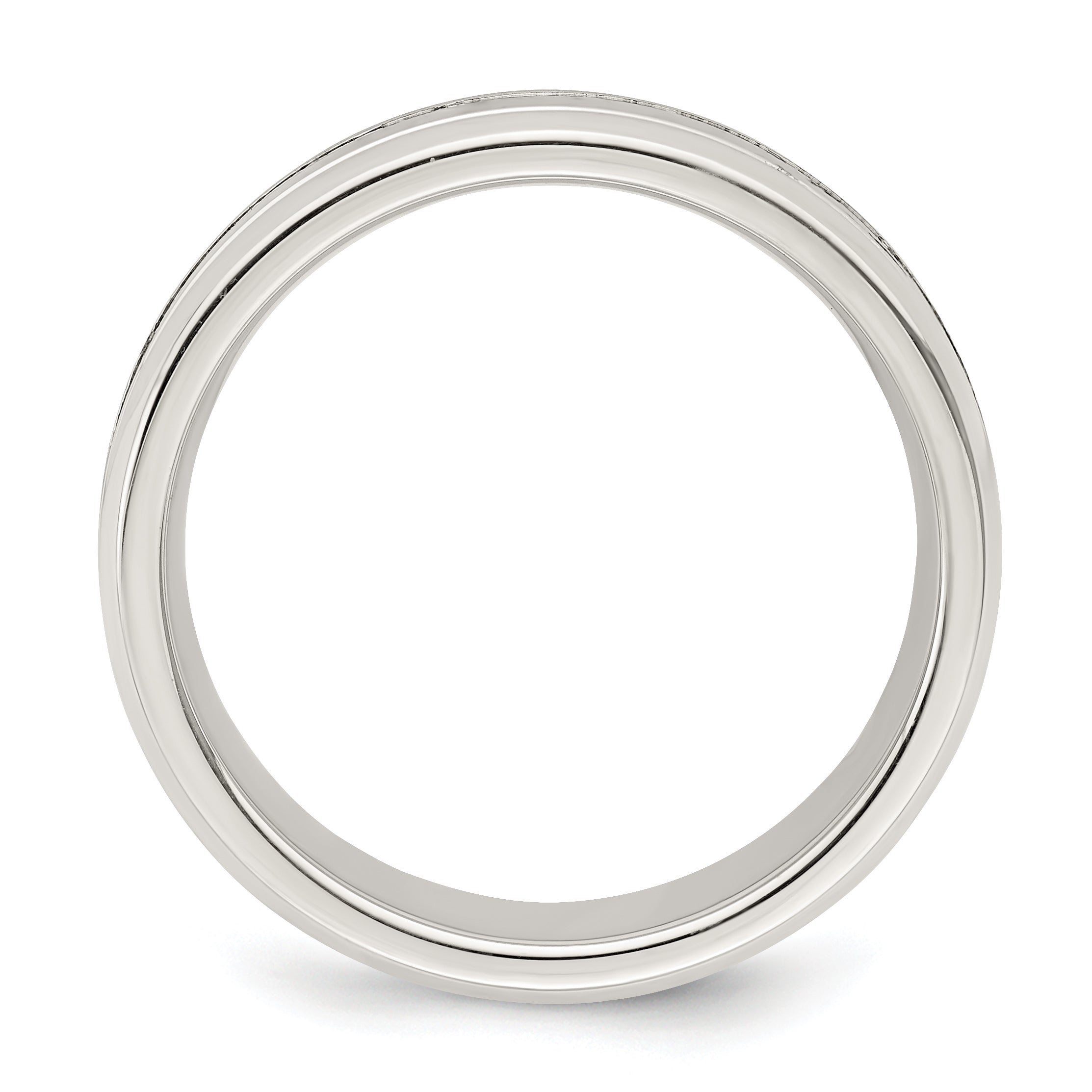 Sterlingsilber 6mm Poliert Flach Gerillt Abgeschrägt Kante Fantasie Ring