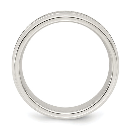 Sterlingsilber 6mm Poliert Flach Gerillt Abgeschrägt Kante Fantasie Ring