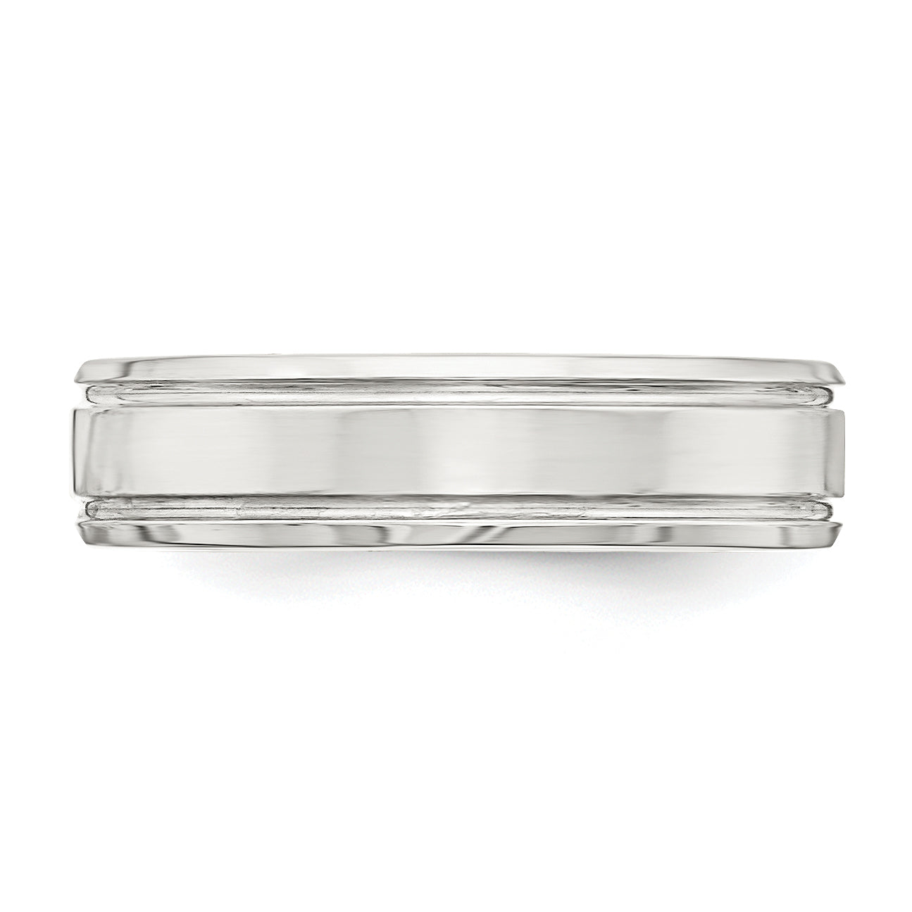Sterlingsilber 6mm Poliert Flach Gerillt Abgeschrägt Kante Fantasie Ring