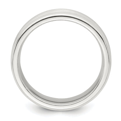 Sterlingsilber 6mm Gebürstet Flach Gerillt Abgeschrägt Kante Fantasie Ring