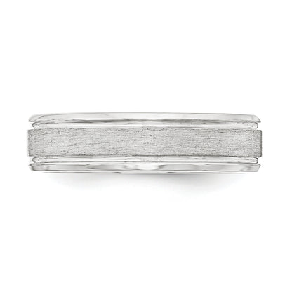 Sterlingsilber 6mm Gebürstet Flach Gerillt Abgeschrägt Kante Fantasie Ring