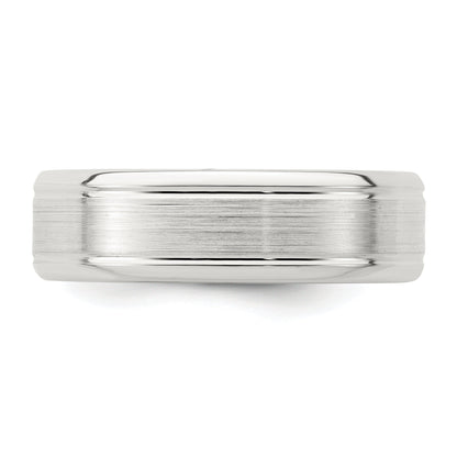 Sterlingsilber 6mm Gebürstet Flach Gerillt Abgeschrägt Kante Fantasie Ring