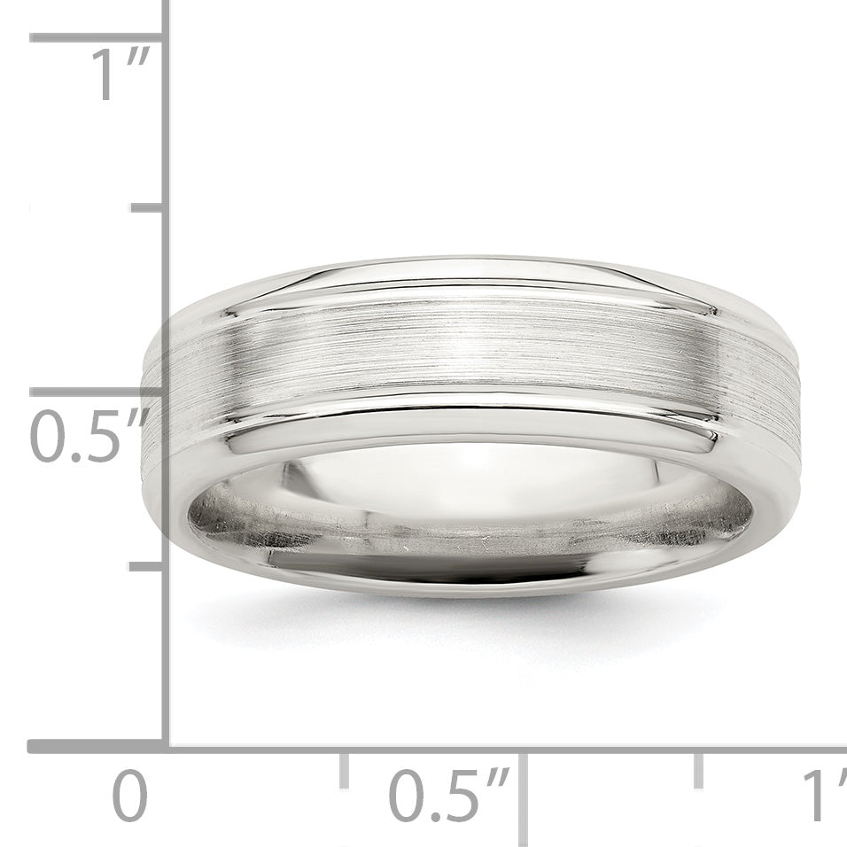 Sterlingsilber 6mm Gebürstet Flach Gerillt Abgeschrägt Kante Fantasie Ring