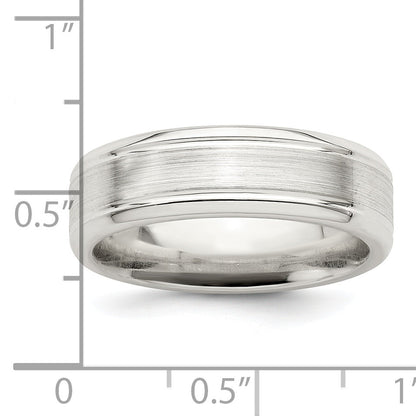 Sterlingsilber 6mm Gebürstet Flach Gerillt Abgeschrägt Kante Fantasie Ring
