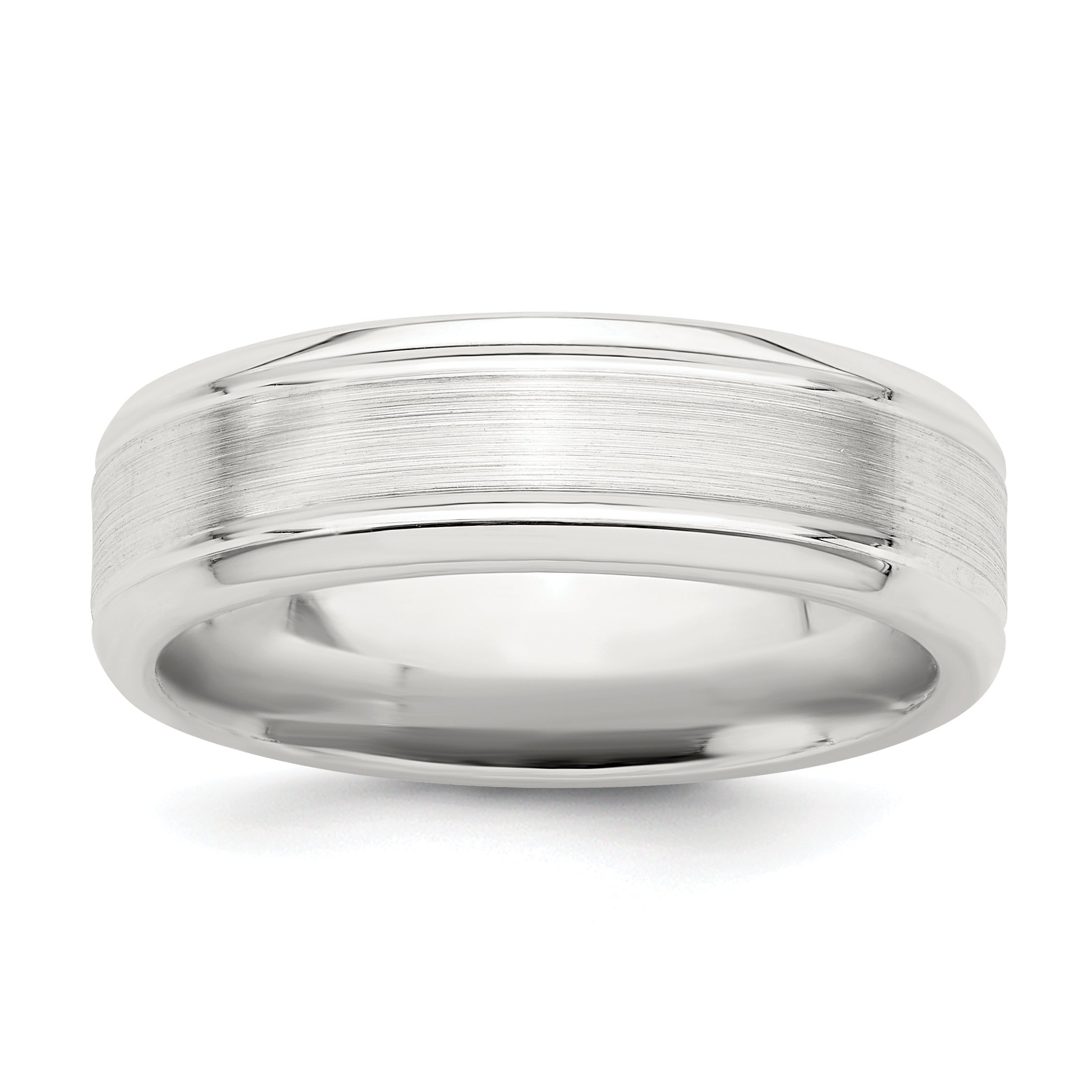 Sterlingsilber 6mm Gebürstet Flach Gerillt Abgeschrägt Kante Fantasie Ring