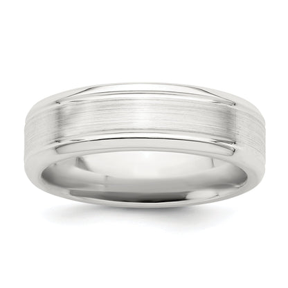 Sterlingsilber 6mm Gebürstet Flach Gerillt Abgeschrägt Kante Fantasie Ring