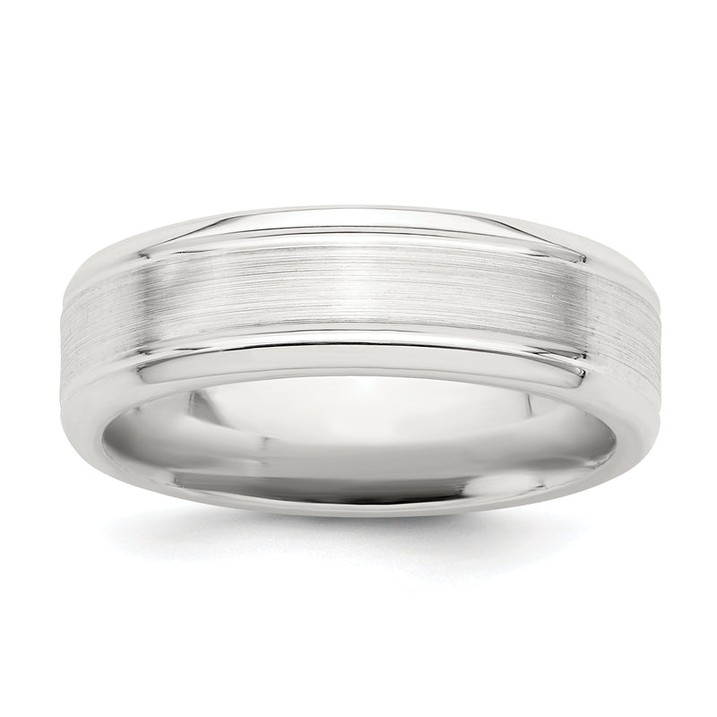 Sterlingsilber 6mm Gebürstet Flach Gerillt Abgeschrägt Kante Fantasie Ring