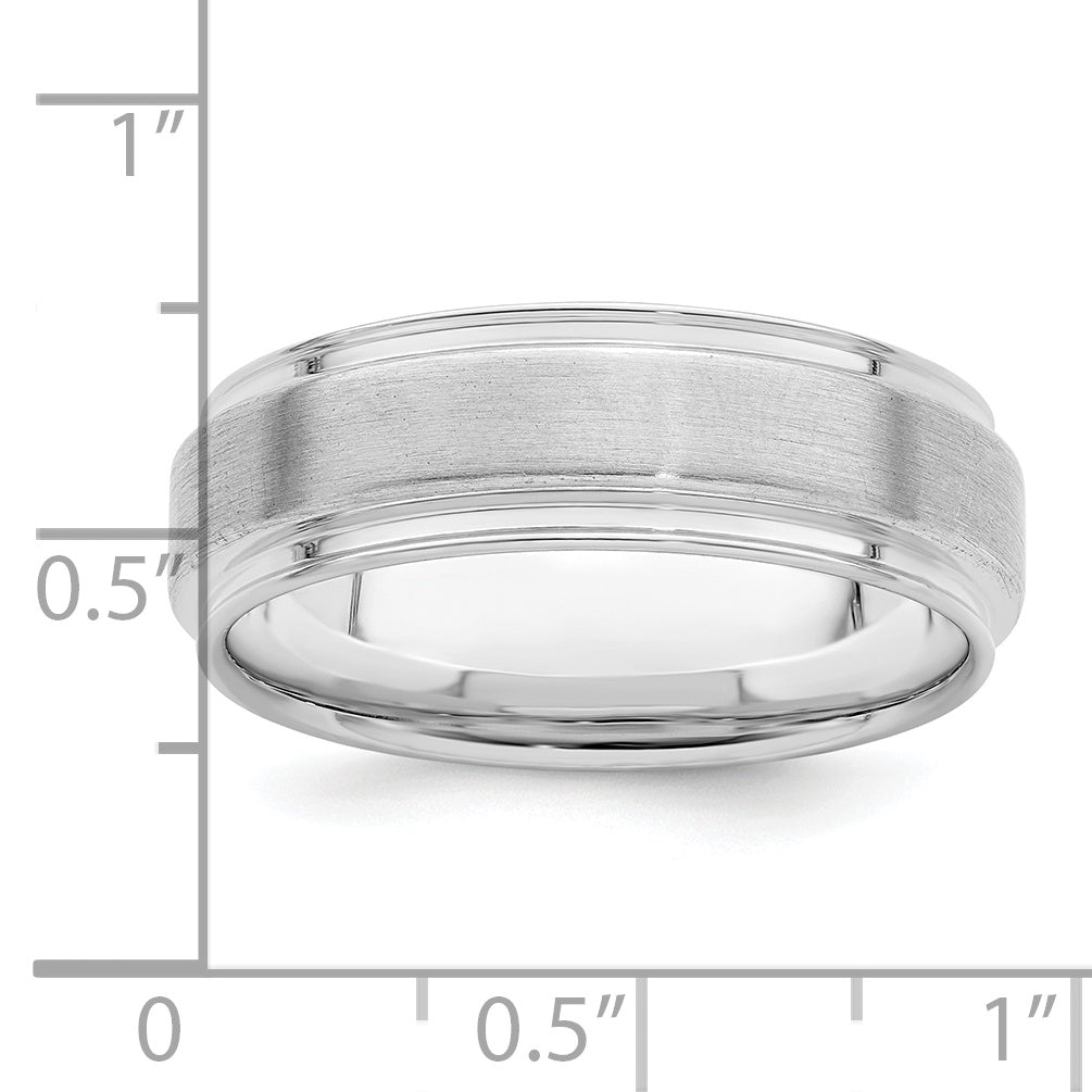 Sterlingsilber Rhodiniert 6mm Gebürstet Fantasie Ring