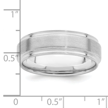 Sterlingsilber Rhodiniert 6mm Gebürstet Fantasie Ring