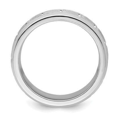 Sterlingsilber Rhodiniert 6mm Gebürstet Fantasie Ring