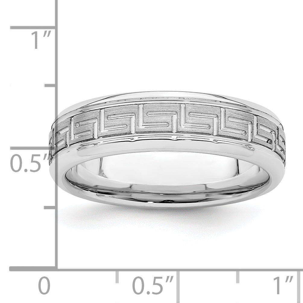 Sterlingsilber Rhodiniert 6mm Gebürstet Fantasie Ring