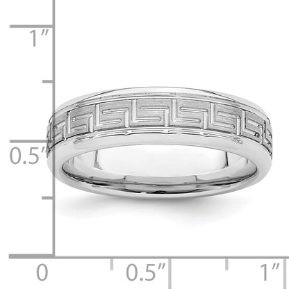 Sterlingsilber Rhodiniert 6mm Gebürstet Fantasie Ring