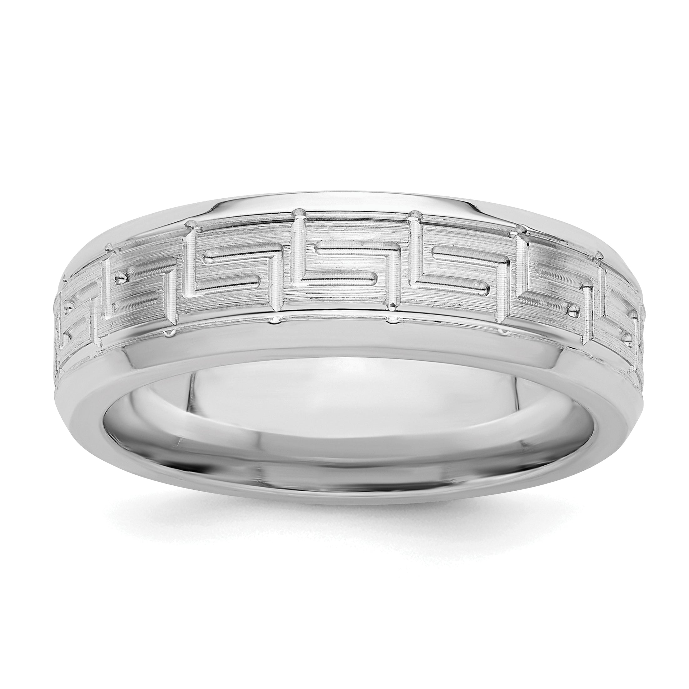 Sterlingsilber Rhodiniert 6mm Gebürstet Fantasie Ring