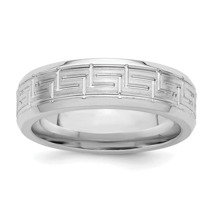 Sterlingsilber Rhodiniert 6mm Gebürstet Fantasie Ring