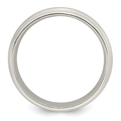Sterlingsilber 7mm Gebürstet Gewölbt Doppelt Milgrain Fantasie Ring