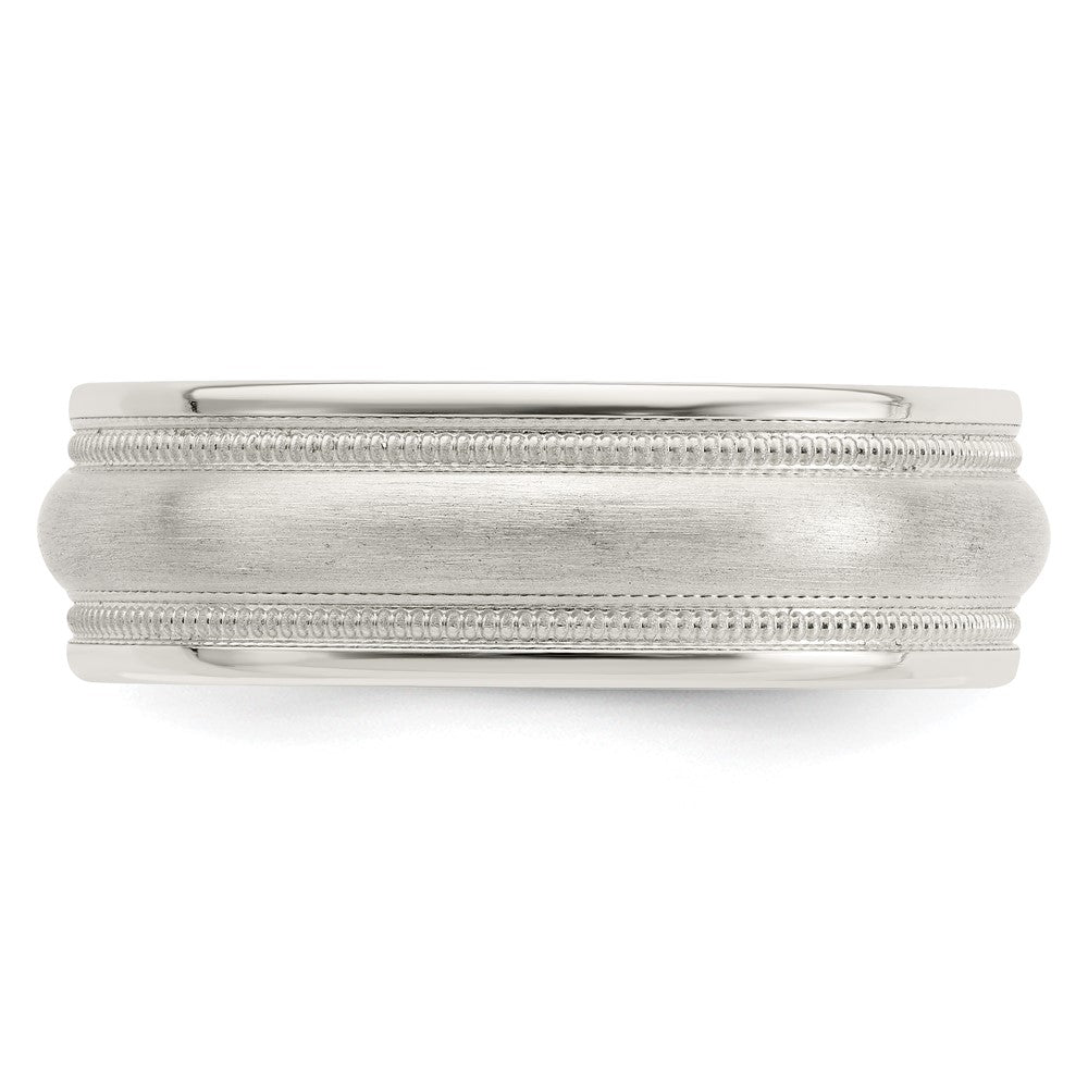 Sterlingsilber 7mm Gebürstet Gewölbt Doppelt Milgrain Fantasie Ring