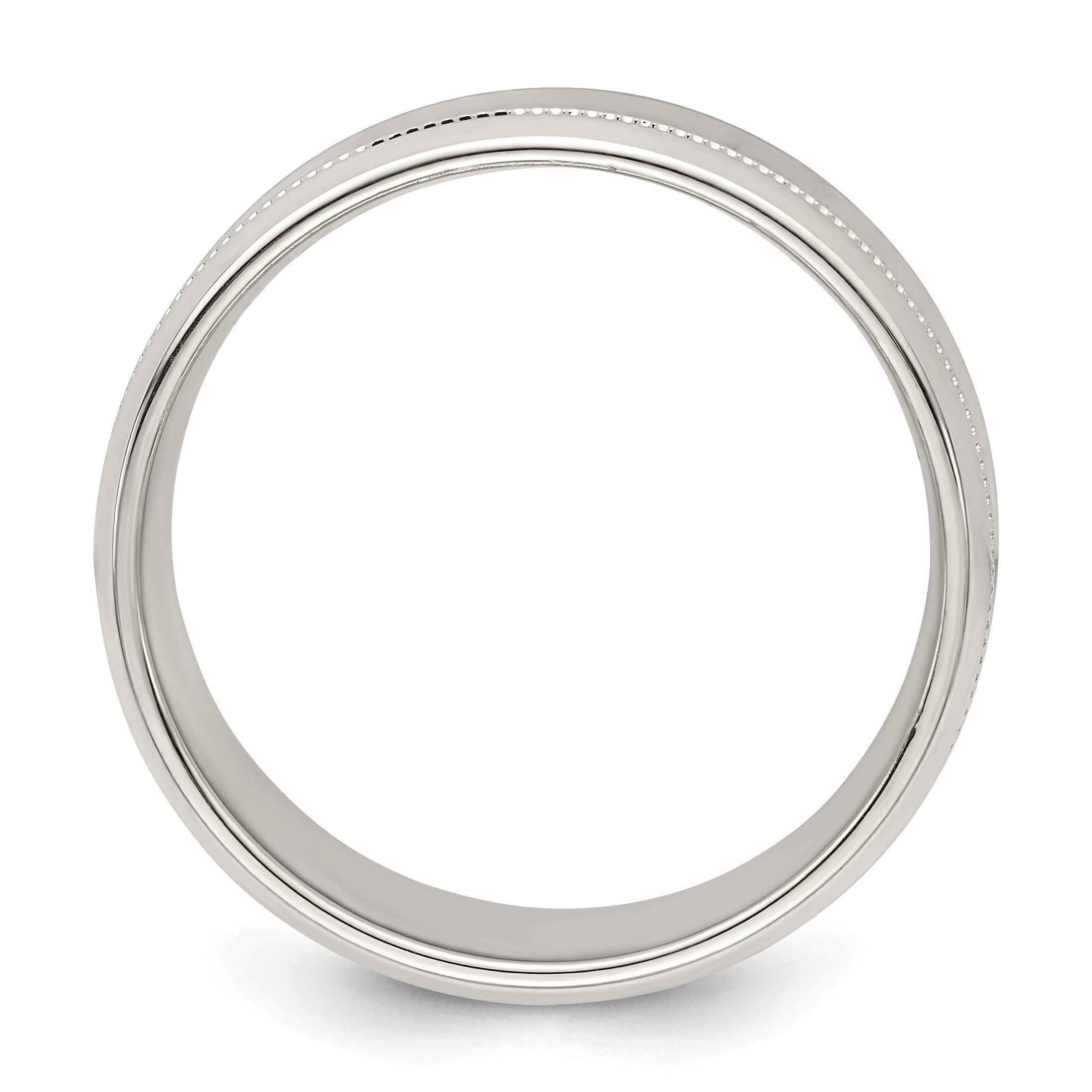 Sterlingsilber 6mm Poliert Flach Milgrain Abgeschrägt Kante Fantasie Ring