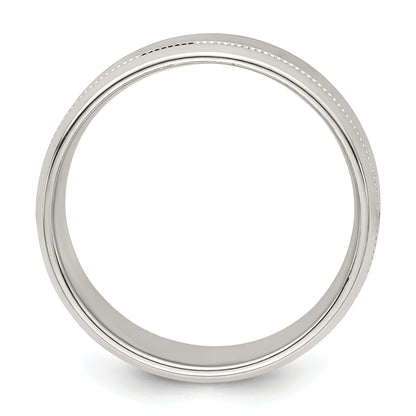 Sterlingsilber 6mm Poliert Flach Milgrain Abgeschrägt Kante Fantasie Ring
