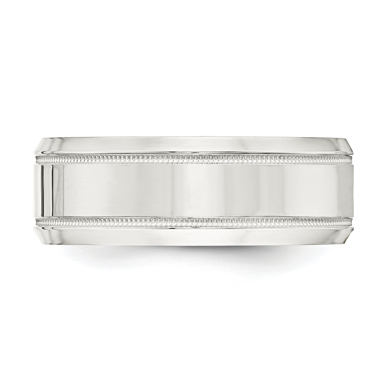 Sterlingsilber 6mm Poliert Flach Milgrain Abgeschrägt Kante Fantasie Ring