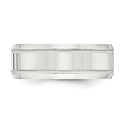 Sterlingsilber 6mm Poliert Flach Milgrain Abgeschrägt Kante Fantasie Ring