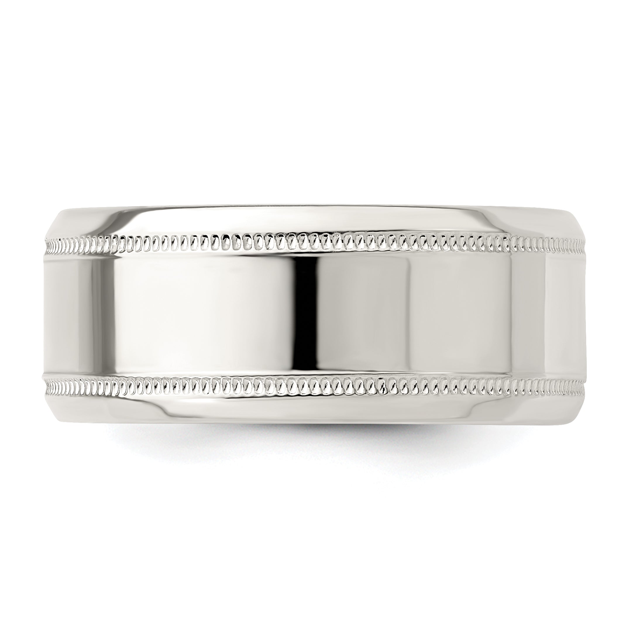 Sterlingsilber 6mm Poliert Flach Milgrain Abgeschrägt Kante Fantasie Ring