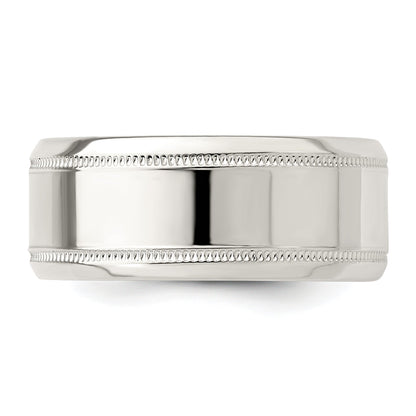 Sterlingsilber 6mm Poliert Flach Milgrain Abgeschrägt Kante Fantasie Ring