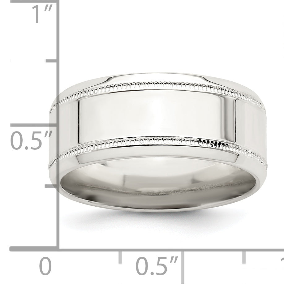 Sterlingsilber 6mm Poliert Flach Milgrain Abgeschrägt Kante Fantasie Ring