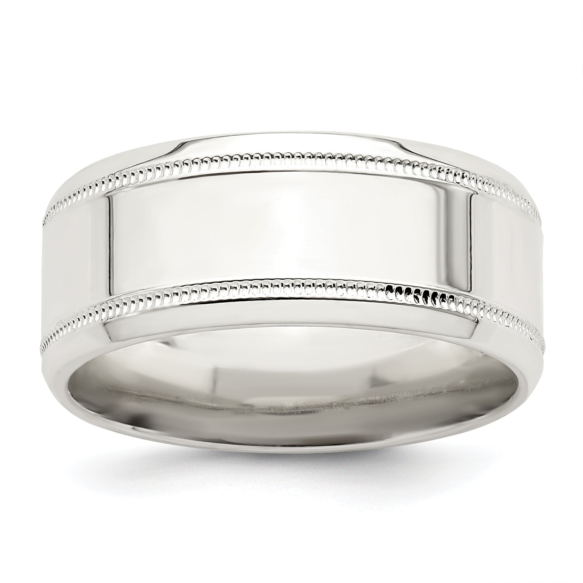 Sterlingsilber 6mm Poliert Flach Milgrain Abgeschrägt Kante Fantasie Ring