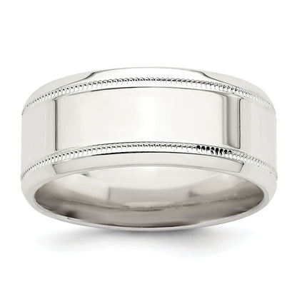 Sterlingsilber 6mm Poliert Flach Milgrain Abgeschrägt Kante Fantasie Ring