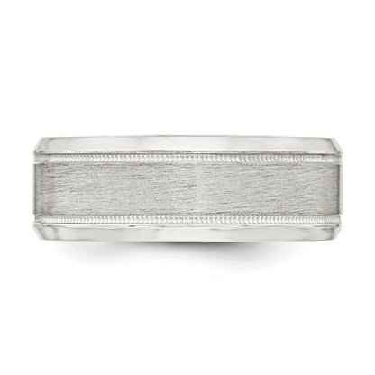 Sterlingsilber 6mm Gebürstet Flach Milgrain Abgeschrägt Kante Fantasie Ring