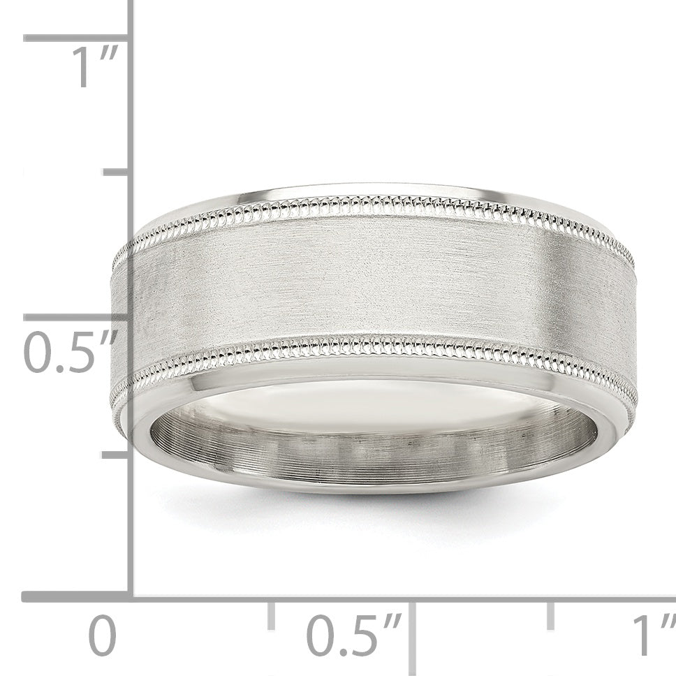 Sterlingsilber 6mm Gebürstet Flach Milgrain Abgeschrägt Kante Fantasie Ring